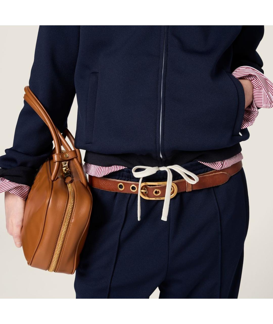 MIU MIU Темно-синяя полиэстеровая куртка, фото 5