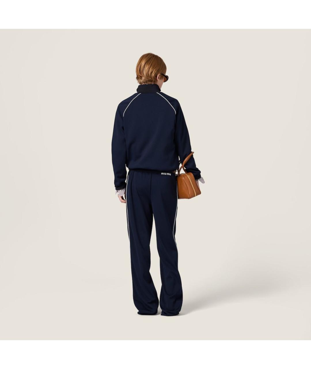 MIU MIU Темно-синяя полиэстеровая куртка, фото 3