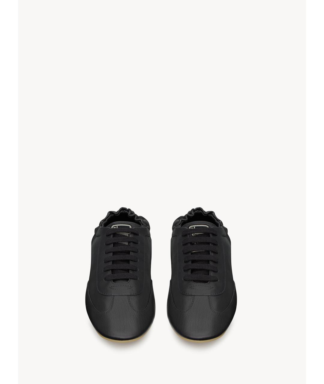 SAINT LAURENT Черные кожаные низкие кроссовки / кеды, фото 2