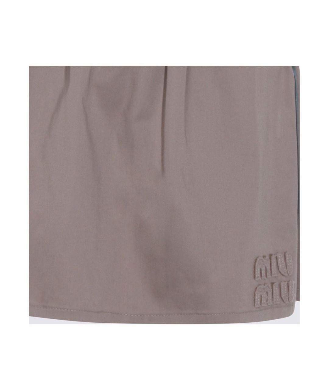 MIU MIU Бежевая хлопковая юбка мини, фото 3