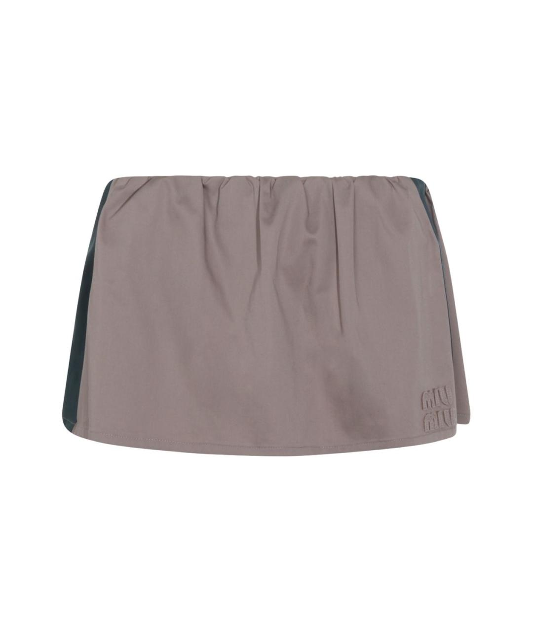 MIU MIU Бежевая хлопковая юбка мини, фото 1