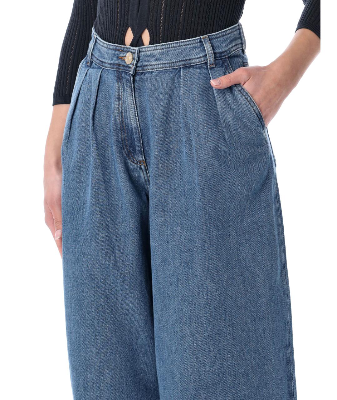 SESSUN Синие хлопковые прямые джинсы, фото 3