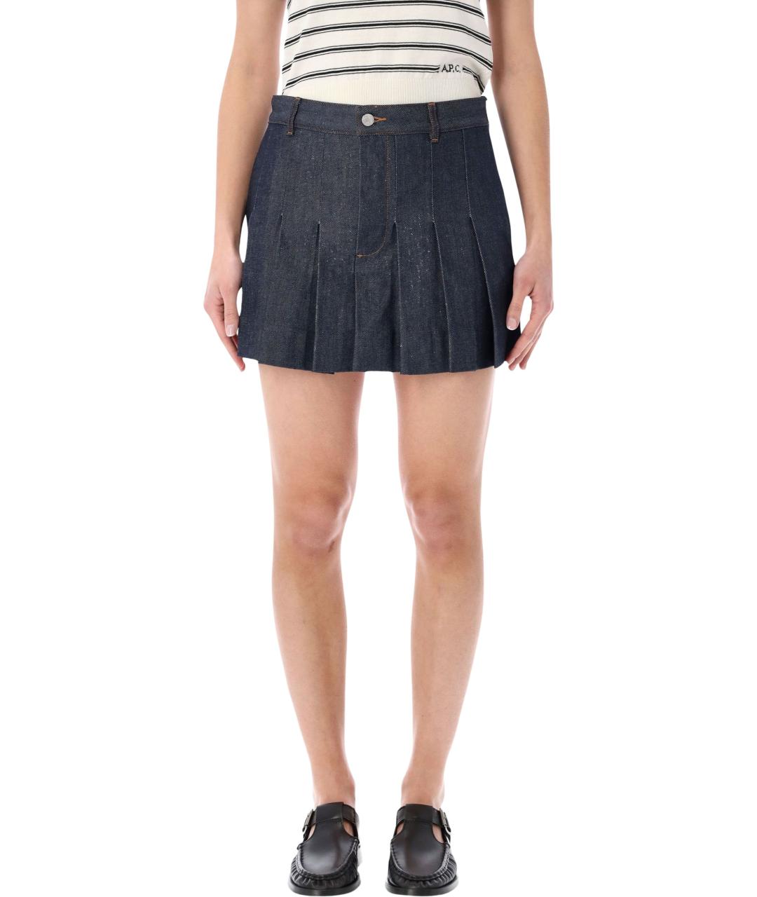 A.P.C. Синяя хлопковая юбка мини, фото 1