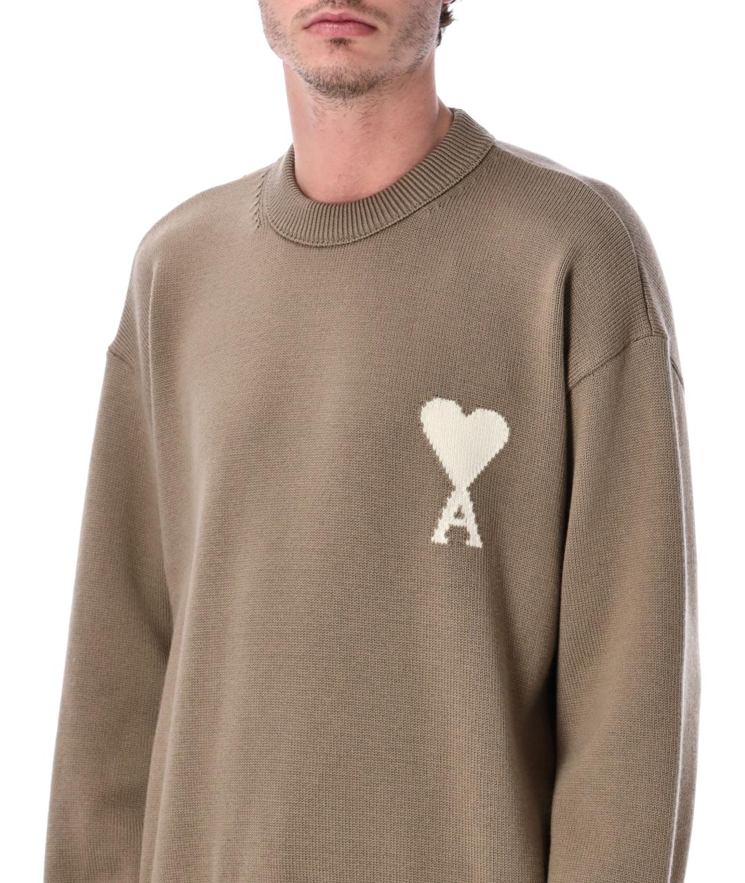 Ami Paris Бежевый шерстяной джемпер / свитер, фото 3