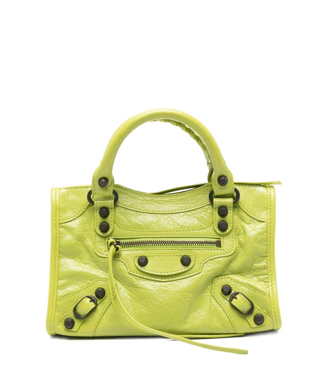 BALENCIAGA Зеленая кожаная сумка с короткими ручками, фото 1