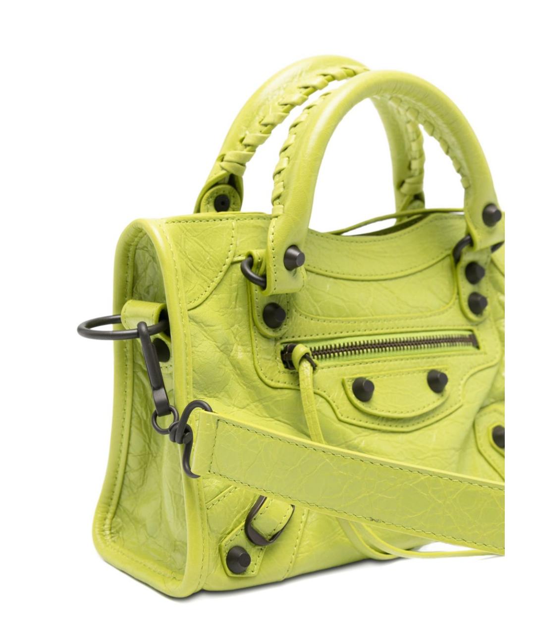 BALENCIAGA Зеленая кожаная сумка с короткими ручками, фото 4