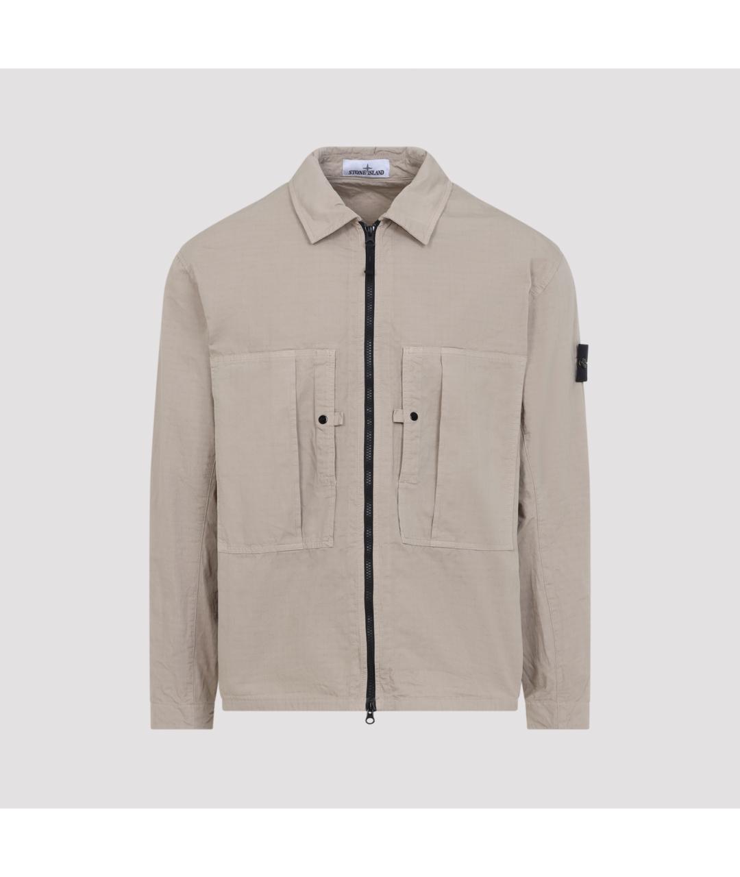 STONE ISLAND Бежевая хлопковая кэжуал рубашка, фото 2