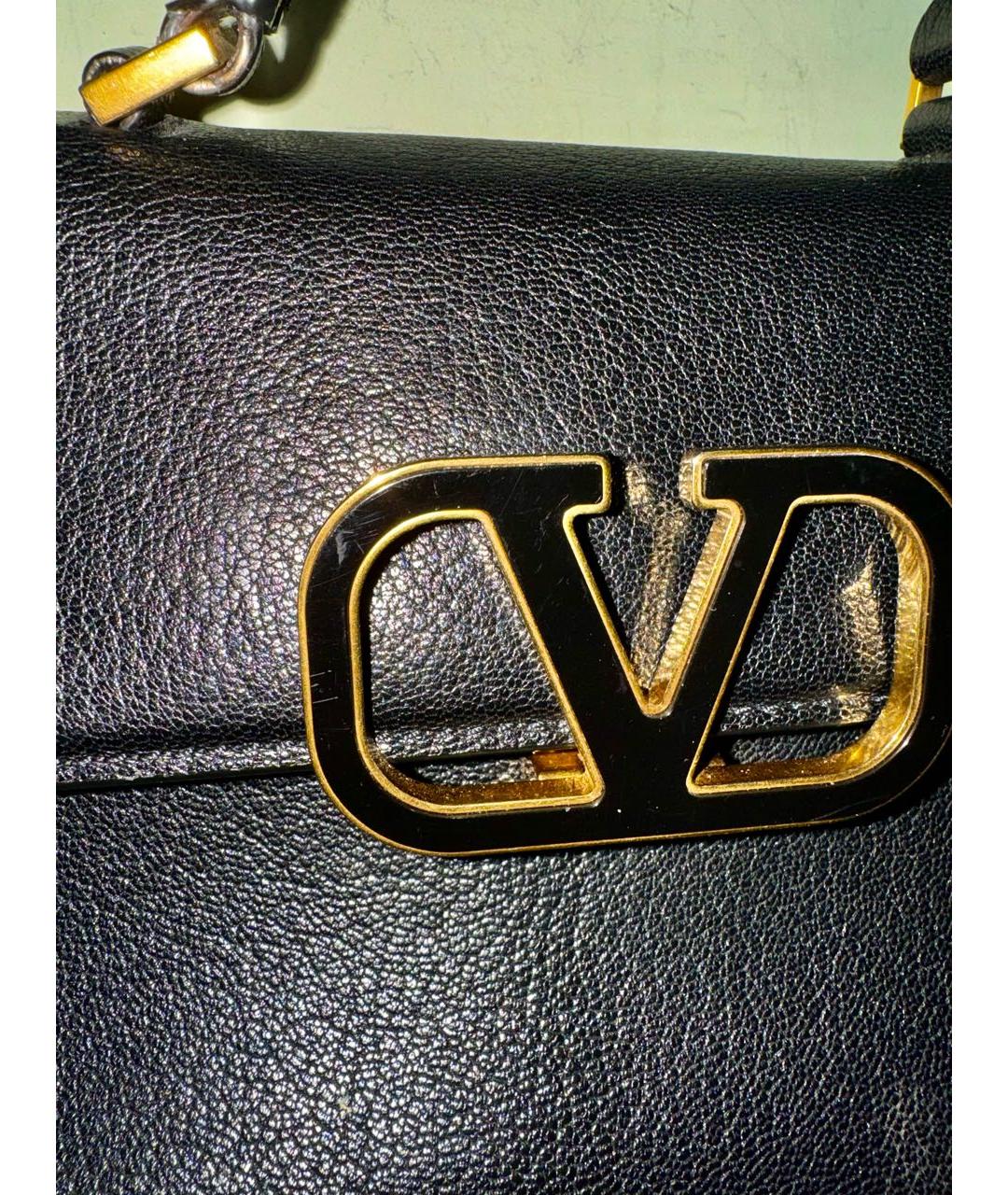 VALENTINO Черная кожаная сумка через плечо, фото 4