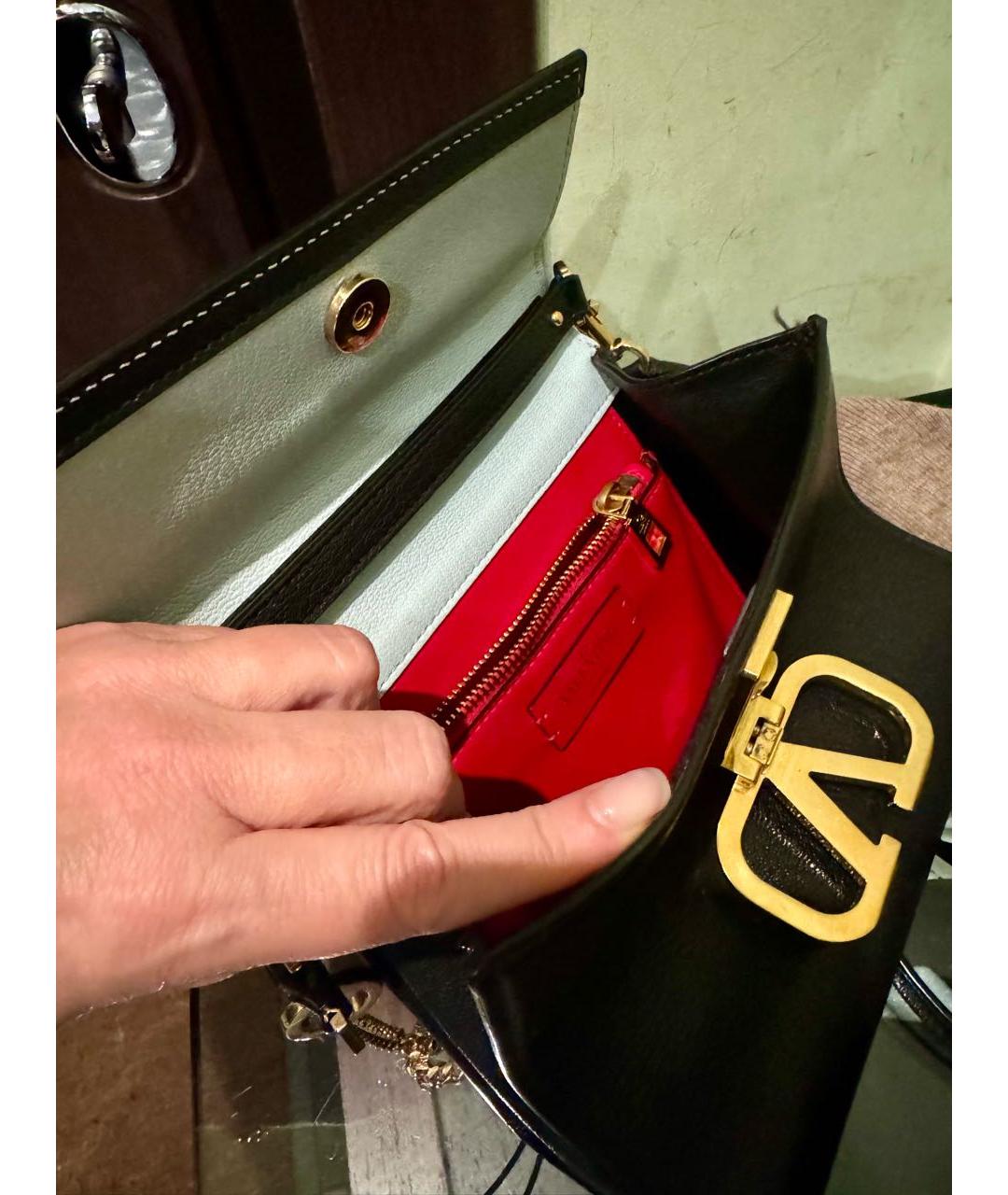 VALENTINO Черная кожаная сумка через плечо, фото 5