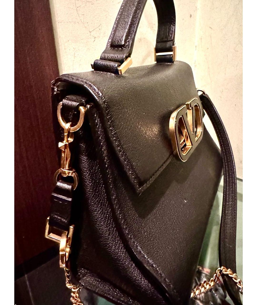 VALENTINO Черная кожаная сумка через плечо, фото 2