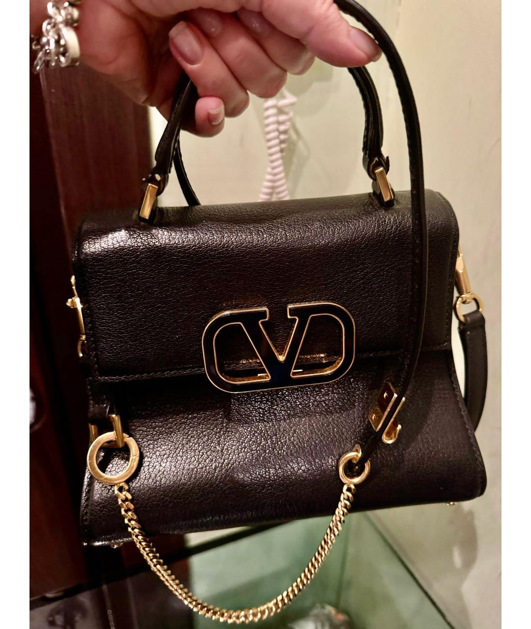 VALENTINO Черная кожаная сумка через плечо, фото 3