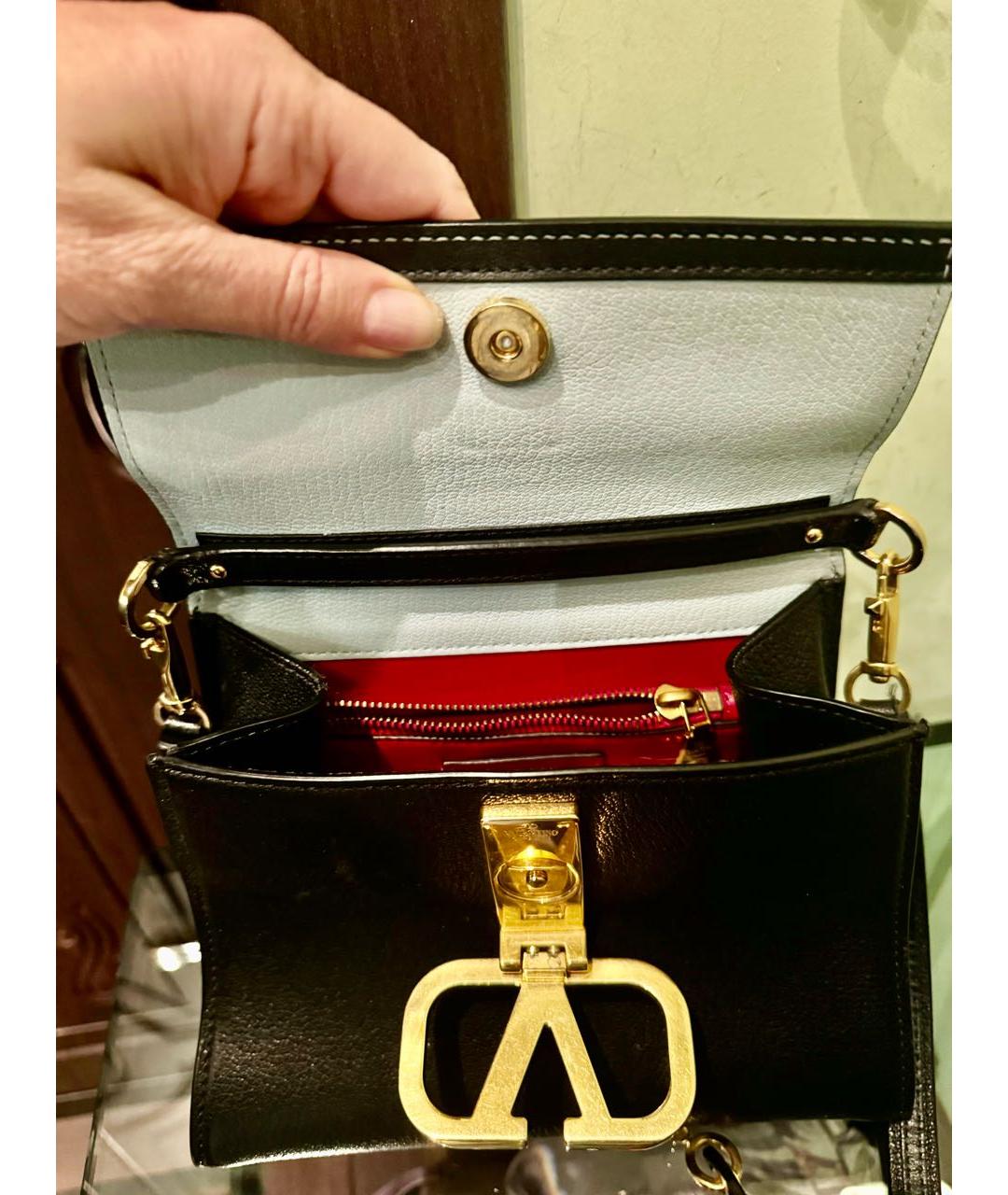 VALENTINO Черная кожаная сумка через плечо, фото 6
