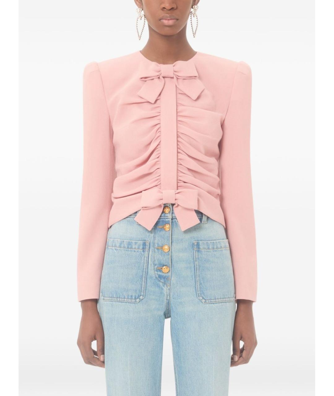 VALENTINO Розовый шерстяной жакет/пиджак, фото 5