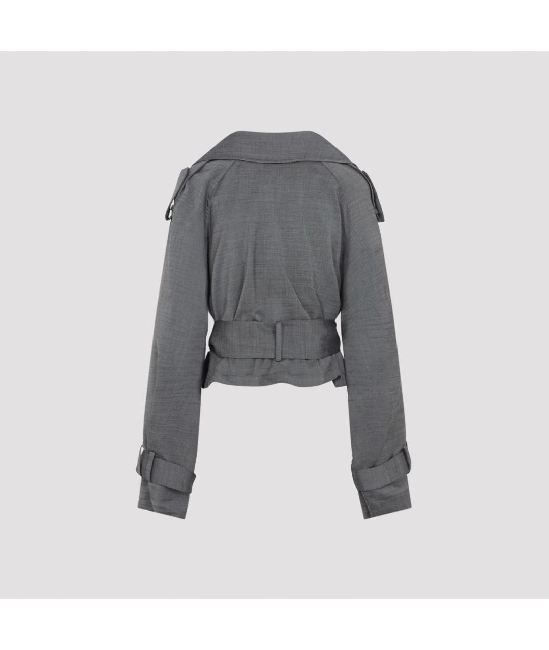 THE FRANKIE SHOP Серый шерстяной тренч/плащ, фото 2