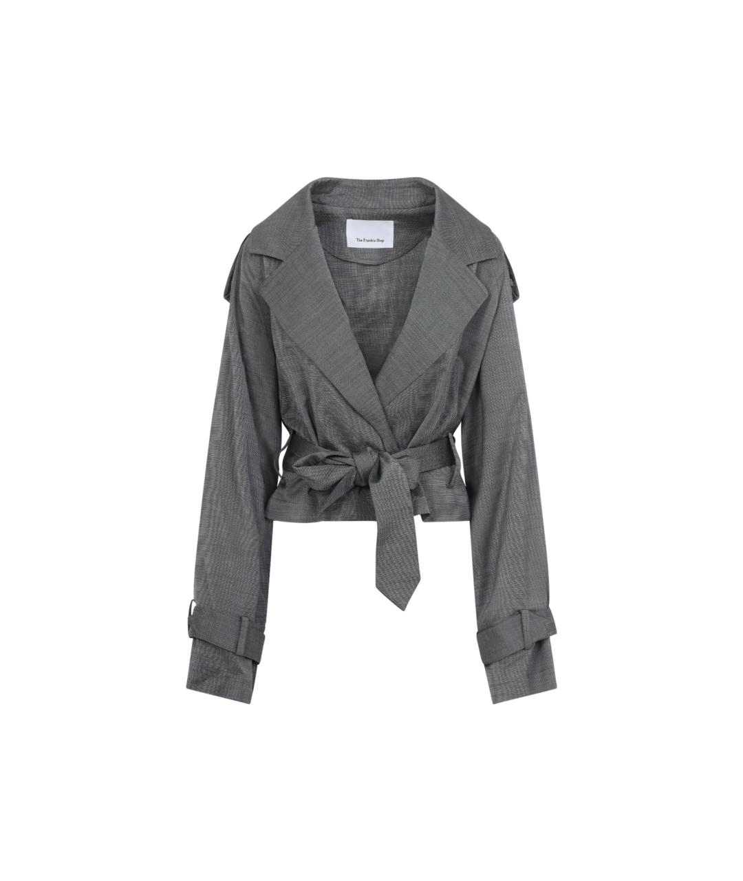 THE FRANKIE SHOP Серый шерстяной тренч/плащ, фото 1