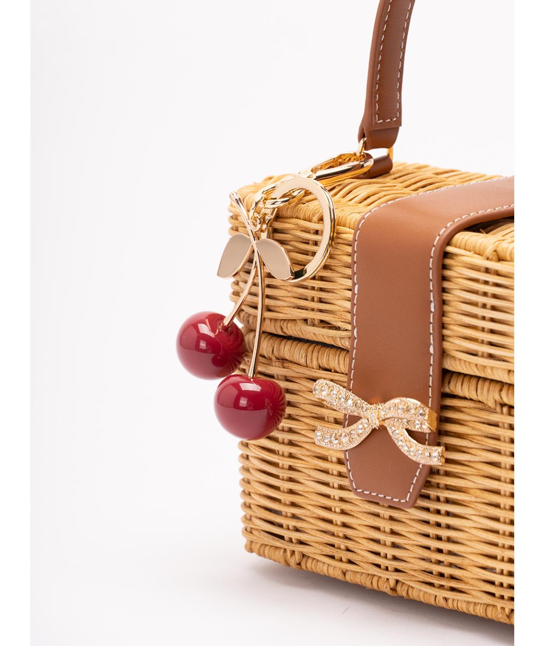 SELF-PORTRAIT Коричневая кожаная сумка с короткими ручками, фото 4