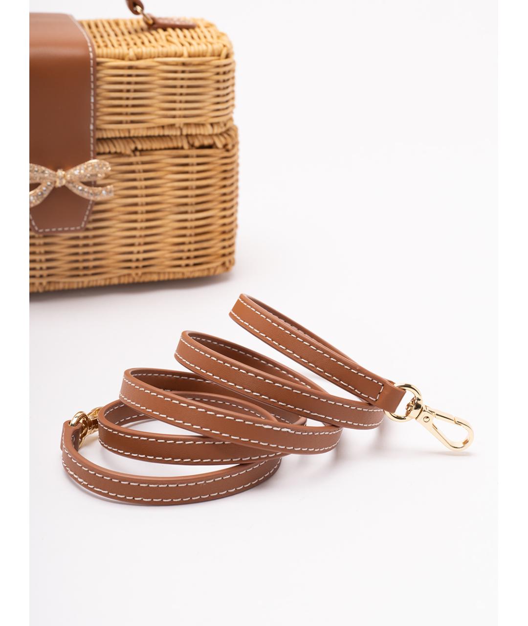 SELF-PORTRAIT Коричневая кожаная сумка с короткими ручками, фото 5