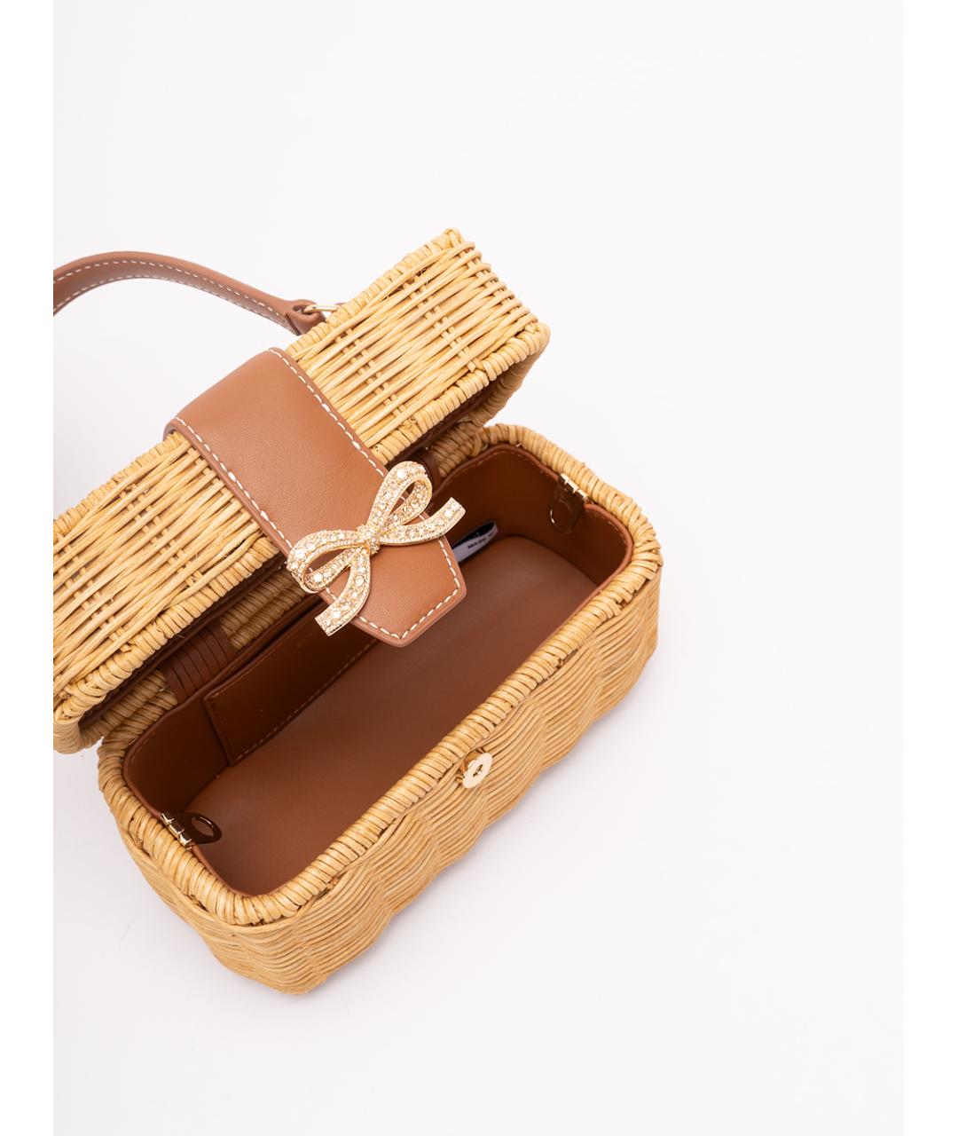 SELF-PORTRAIT Коричневая кожаная сумка с короткими ручками, фото 6