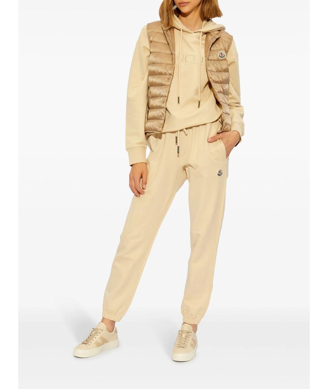 MONCLER Бежевые хлопковые прямые брюки, фото 4