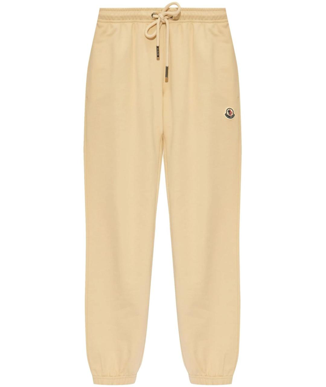 MONCLER Бежевые хлопковые прямые брюки, фото 1