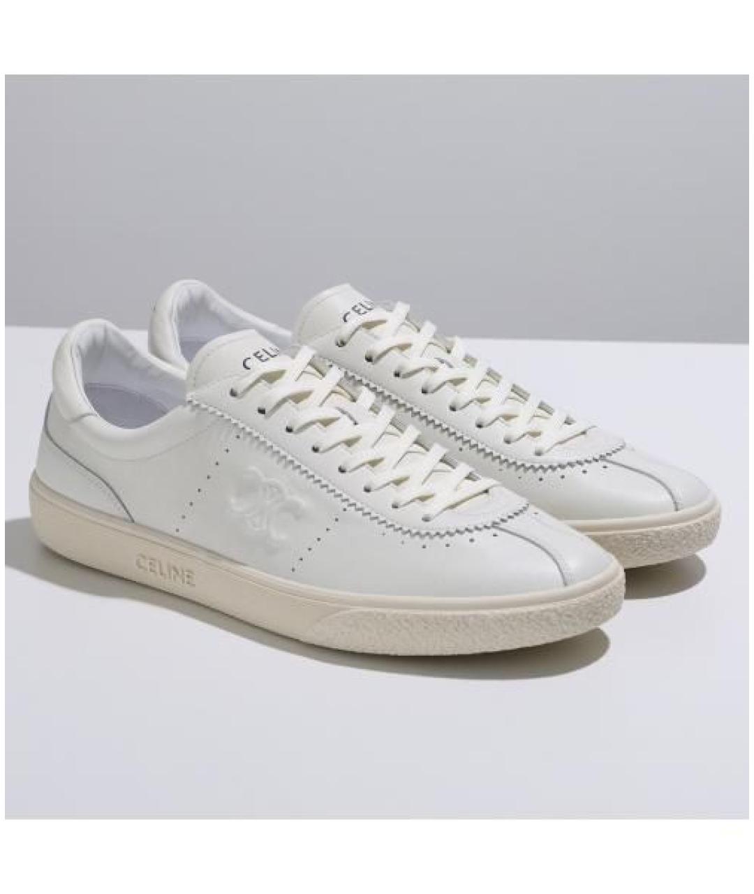 CELINE Белые кожаные низкие кроссовки / кеды, фото 3