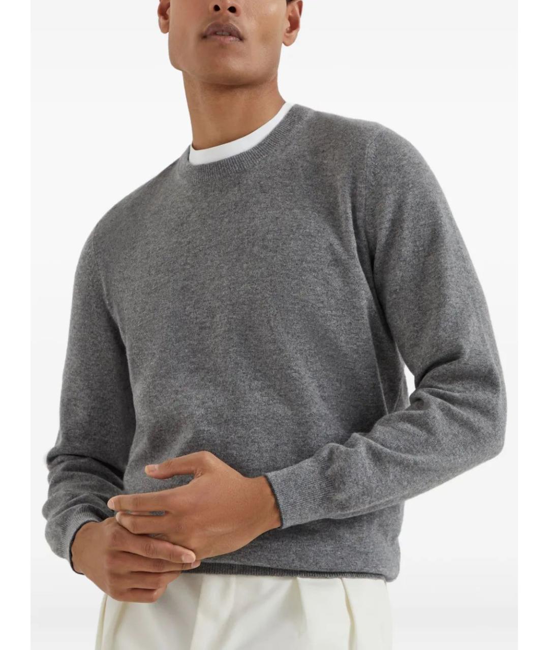 BRUNELLO CUCINELLI Серый кашемировый джемпер / свитер, фото 4