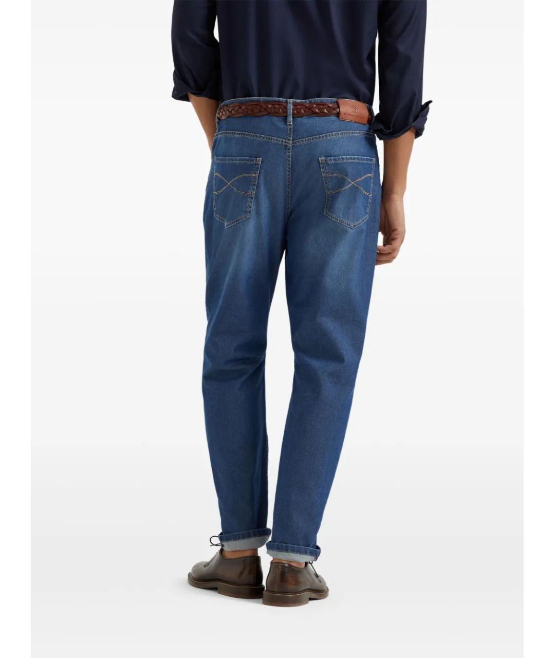 BRUNELLO CUCINELLI Синие хлопковые джинсы скинни, фото 4