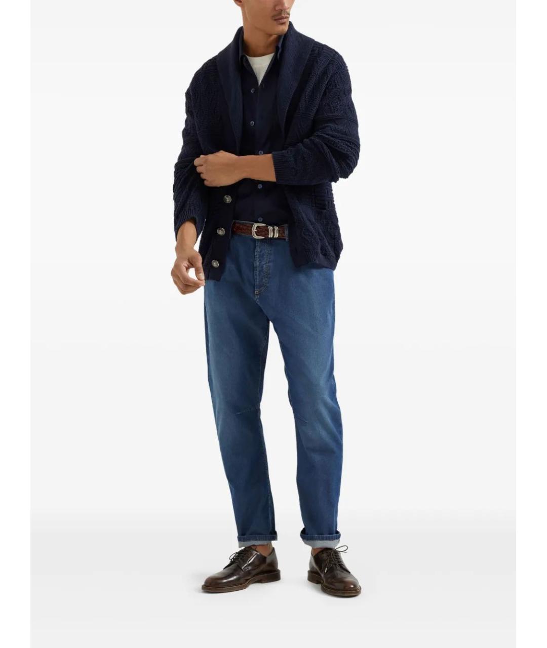 BRUNELLO CUCINELLI Синие хлопковые джинсы скинни, фото 2