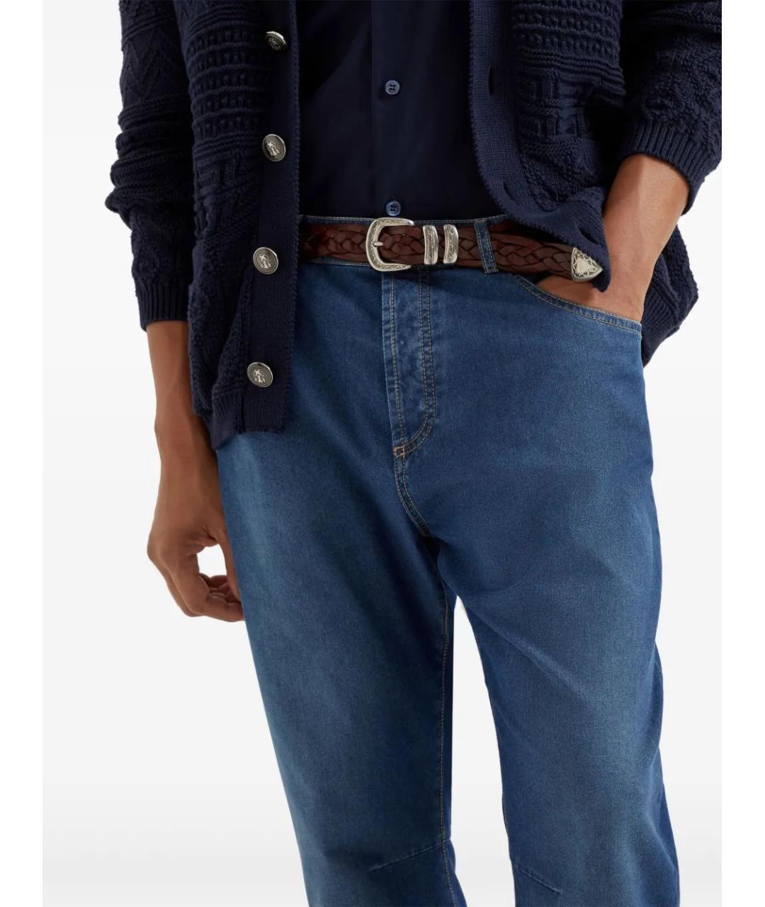 BRUNELLO CUCINELLI Синие хлопковые джинсы скинни, фото 5