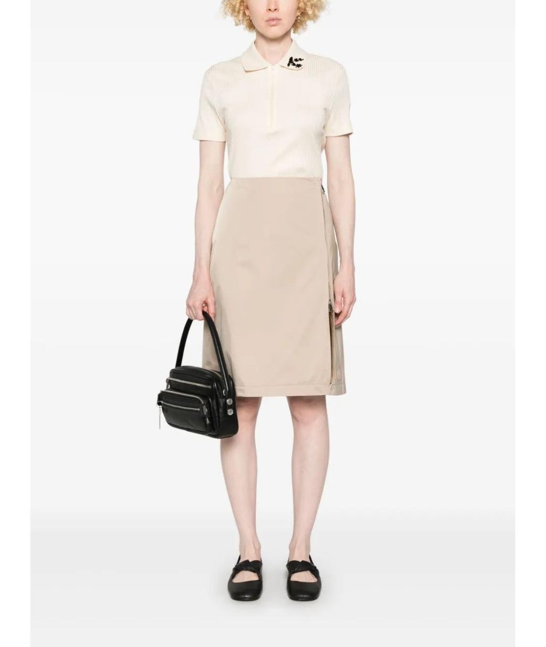 MONCLER Бежевая хлопковая юбка миди, фото 2