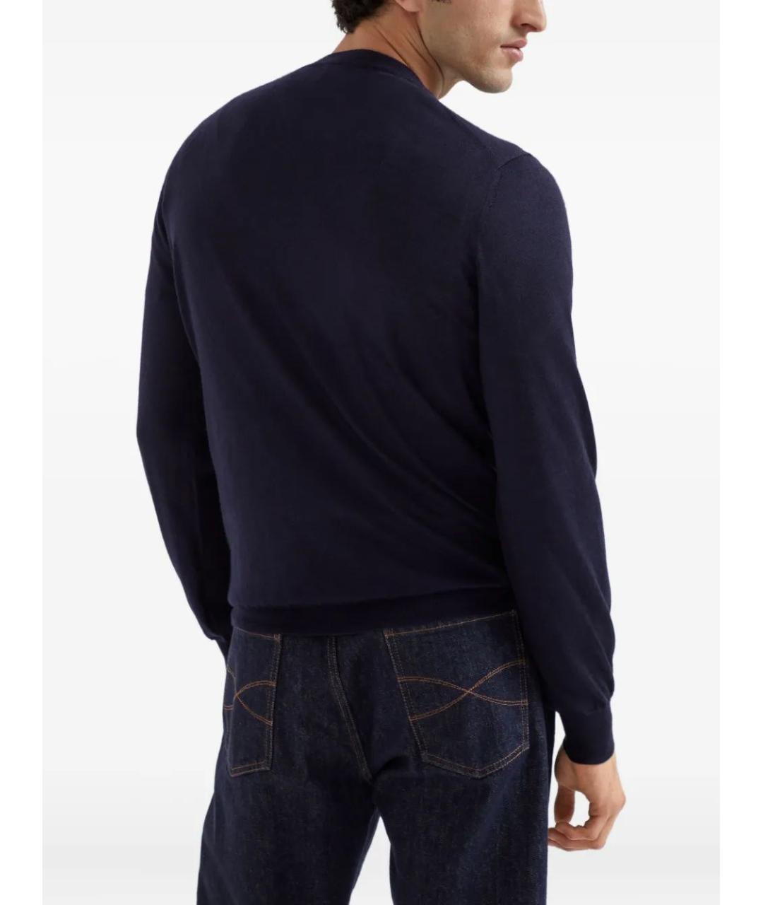 BRUNELLO CUCINELLI Темно-синий кашемировый джемпер / свитер, фото 3