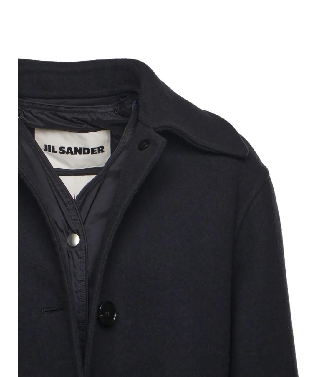 MONCLER Темно-синее шерстяное пальто, фото 4