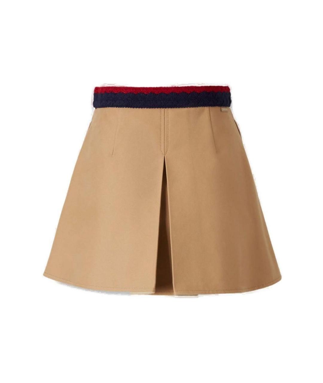 MONCLER Бежевая хлопковая юбка мини, фото 1