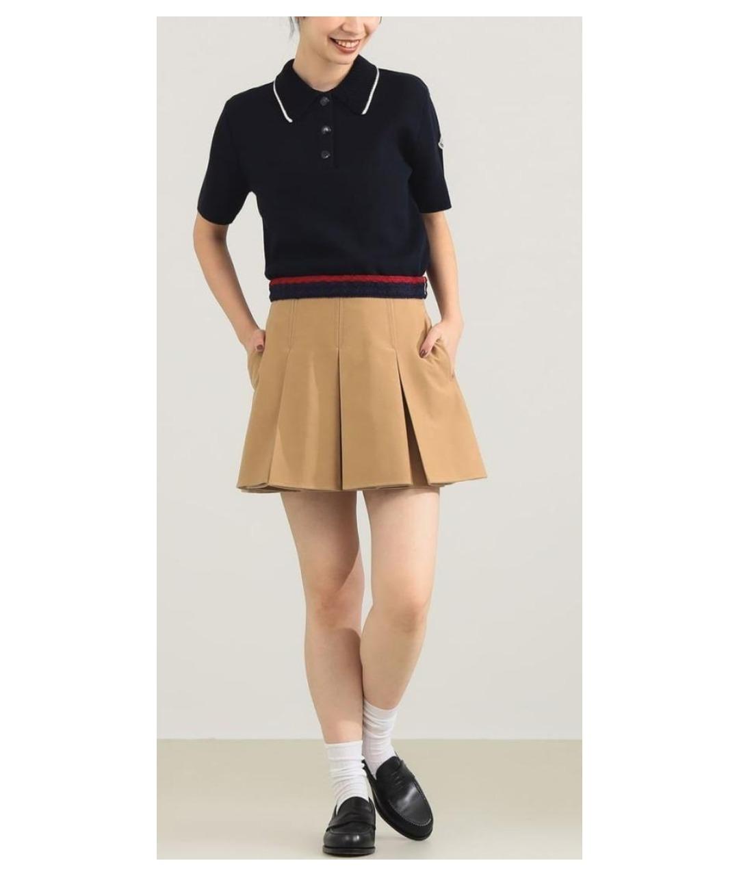 MONCLER Бежевая хлопковая юбка мини, фото 3