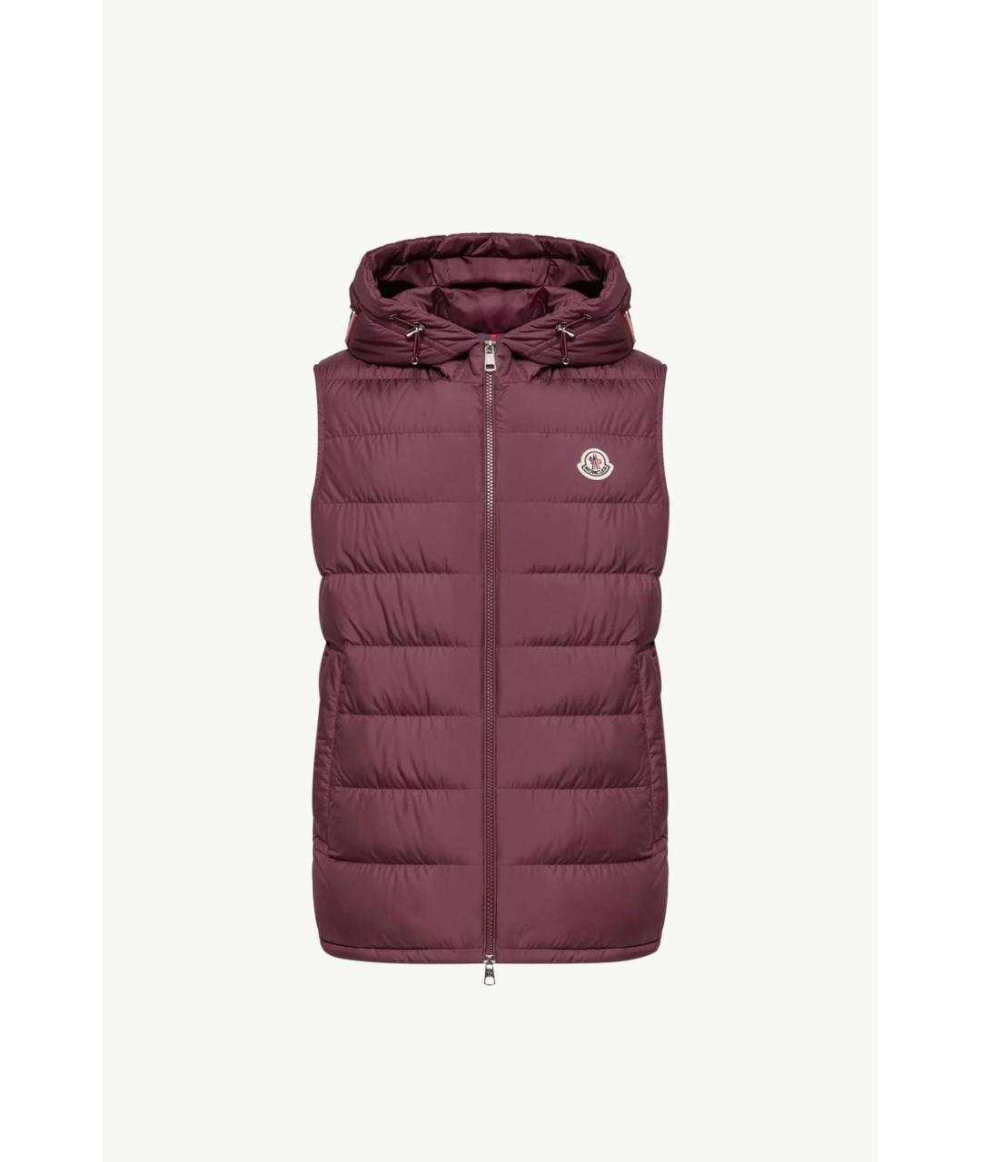 MONCLER Бордовый полиэстеровый жилет, фото 4