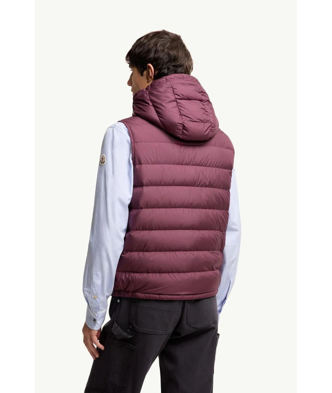 MONCLER Бордовый полиэстеровый жилет, фото 3