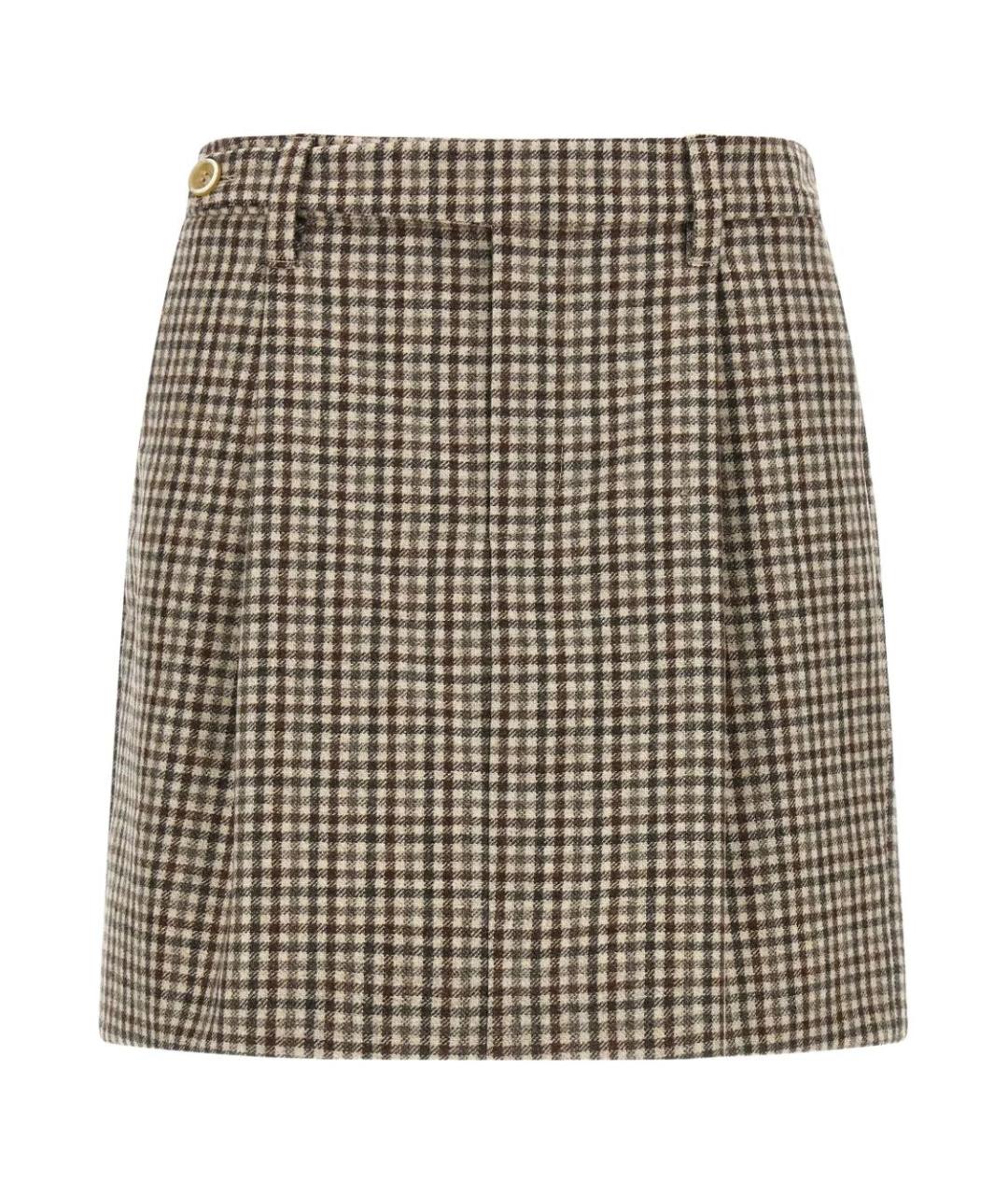 BRUNELLO CUCINELLI Коричневая шерстяная юбка мини, фото 1