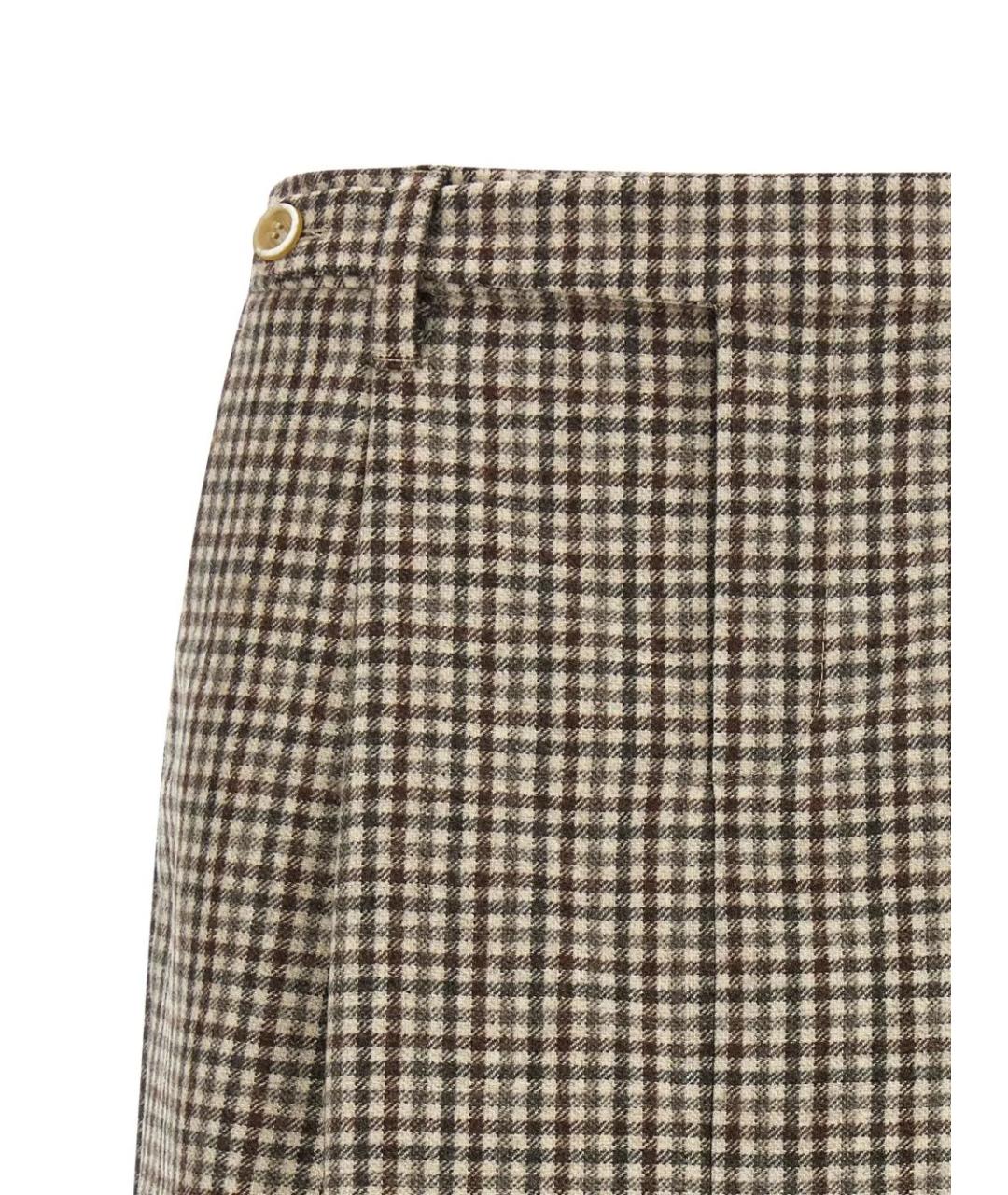 BRUNELLO CUCINELLI Коричневая шерстяная юбка мини, фото 4