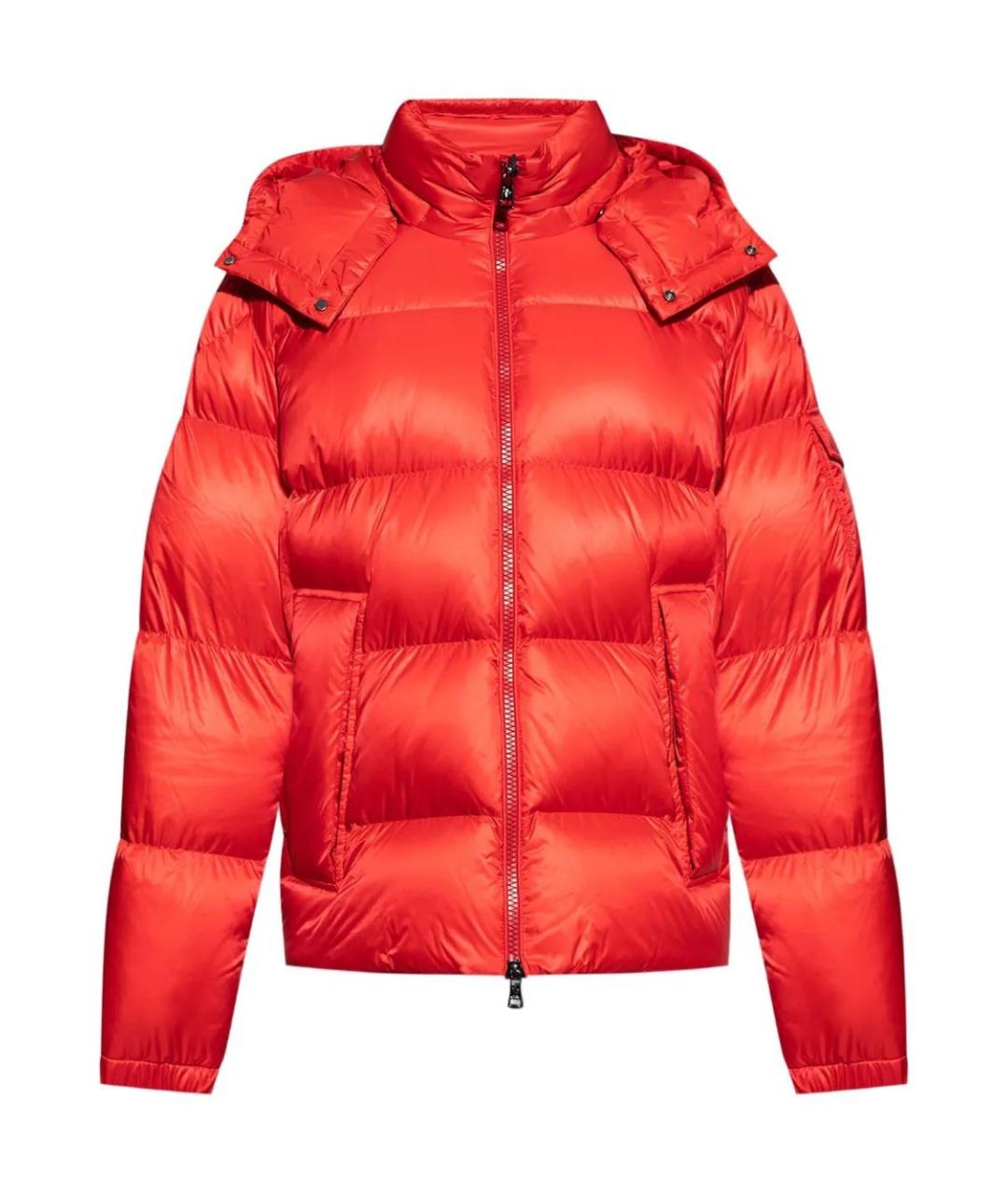 MONCLER Красный полиамидовый пуховик, фото 1