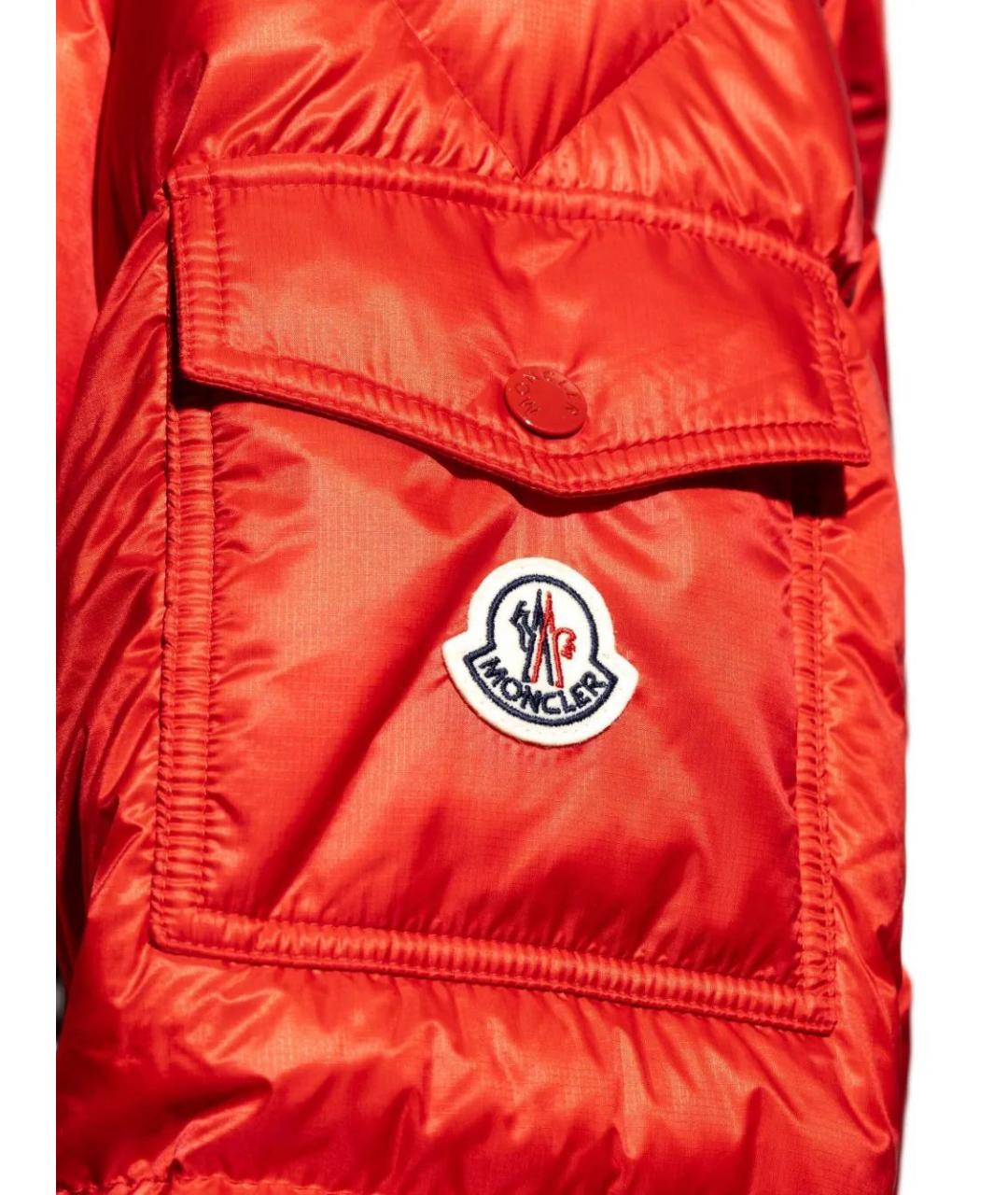 MONCLER Красный полиамидовый пуховик, фото 5