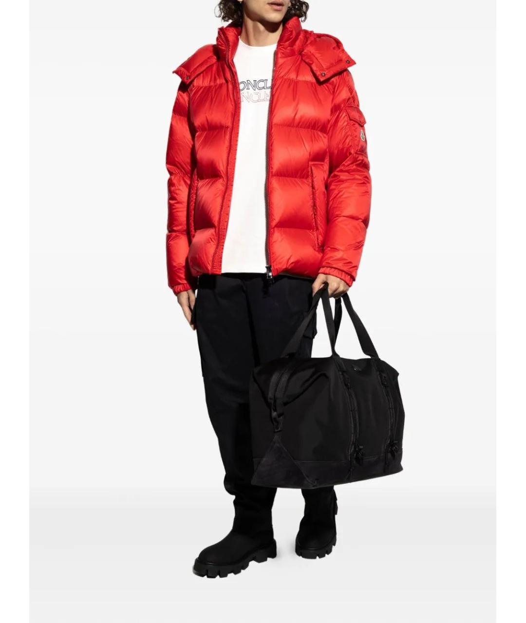 MONCLER Красный полиамидовый пуховик, фото 2