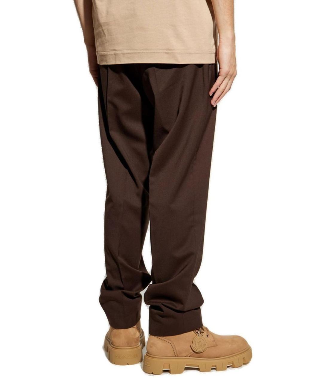 MONCLER Коричневые шерстяные повседневные брюки, фото 3