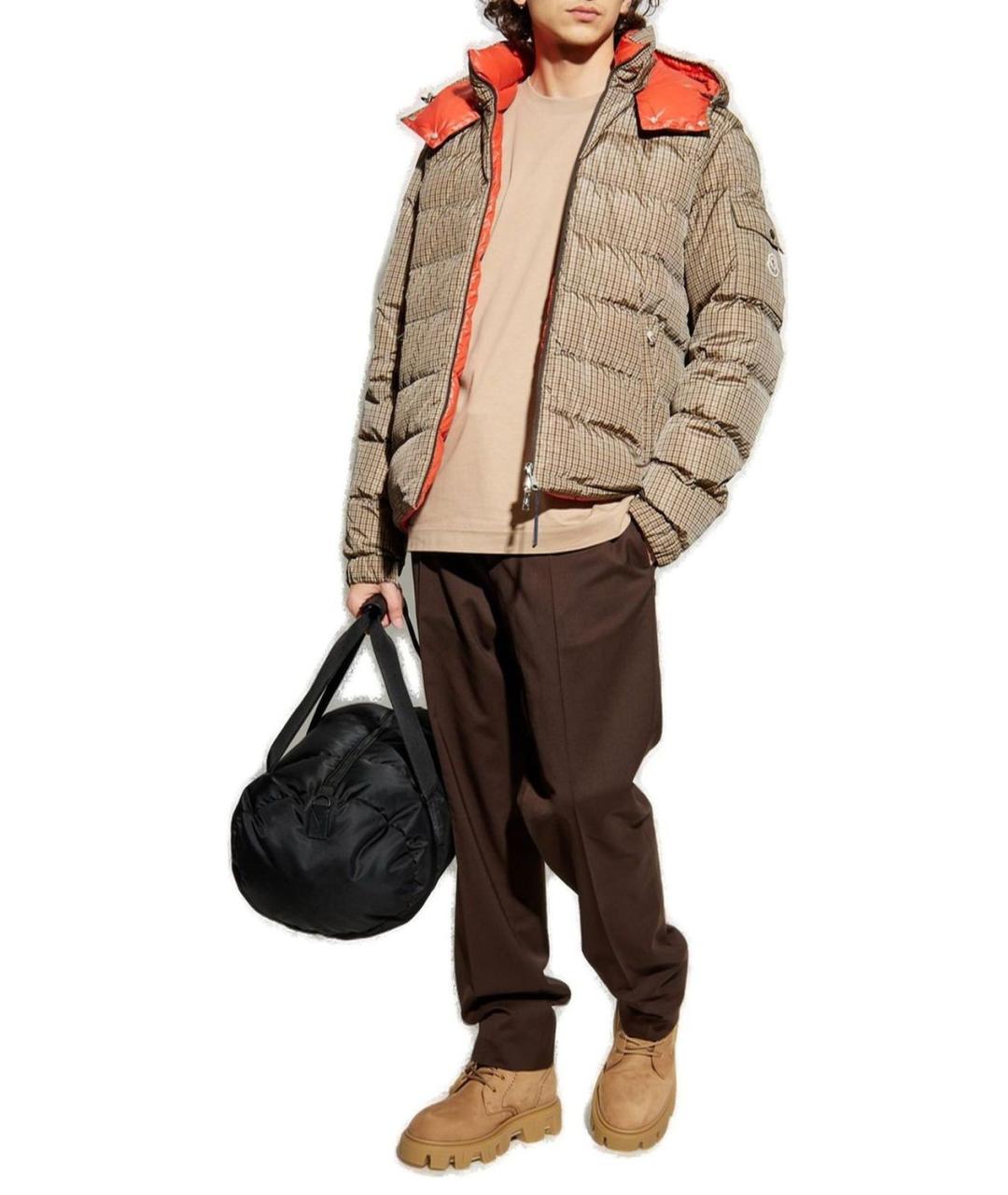 MONCLER Коричневые шерстяные повседневные брюки, фото 4