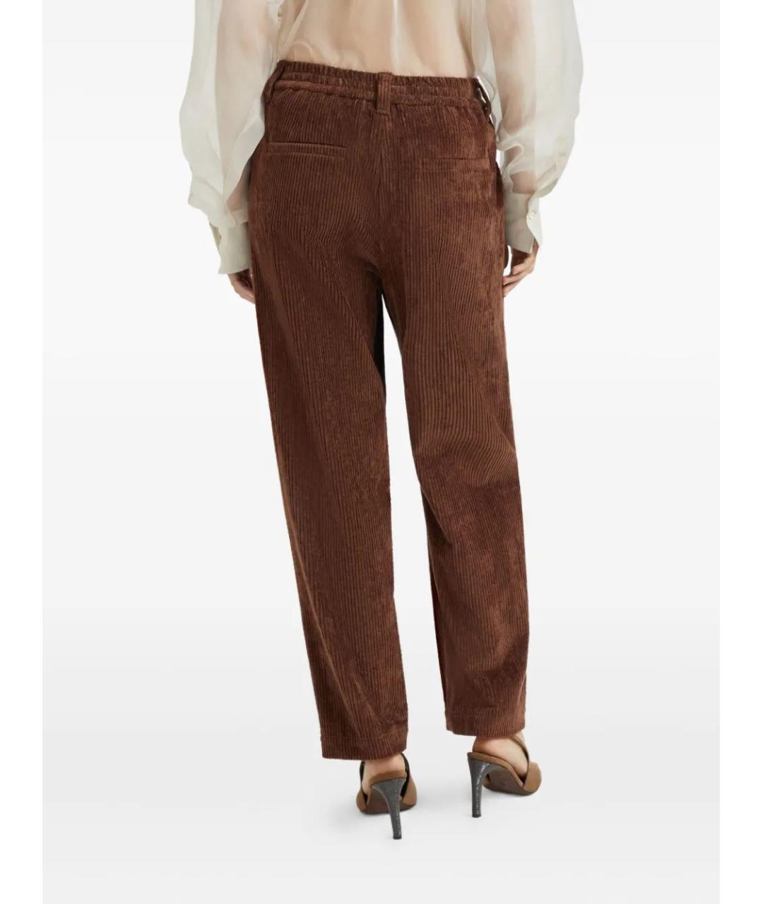 BRUNELLO CUCINELLI Коричневые хлопковые прямые брюки, фото 4