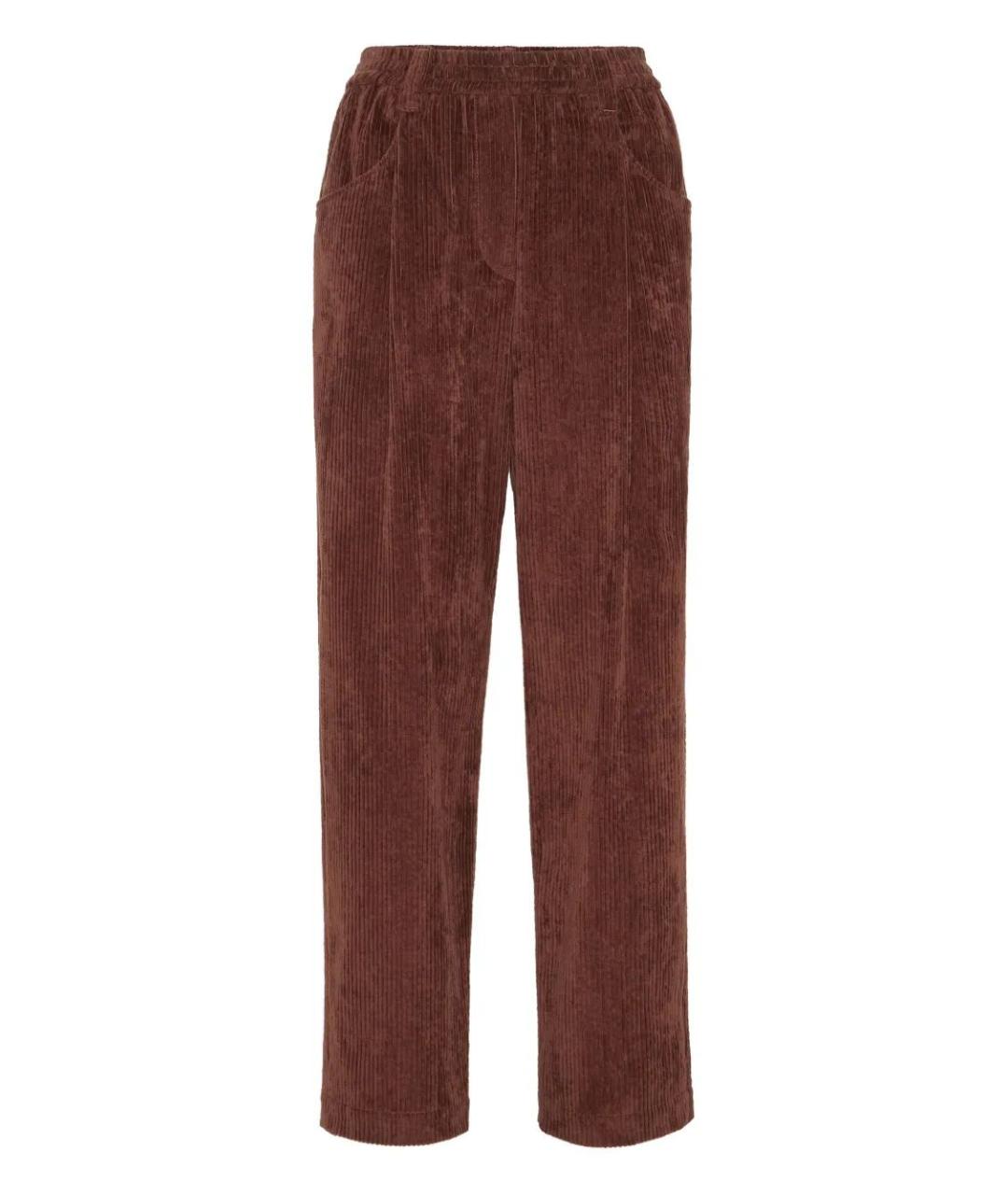 BRUNELLO CUCINELLI Коричневые хлопковые прямые брюки, фото 1