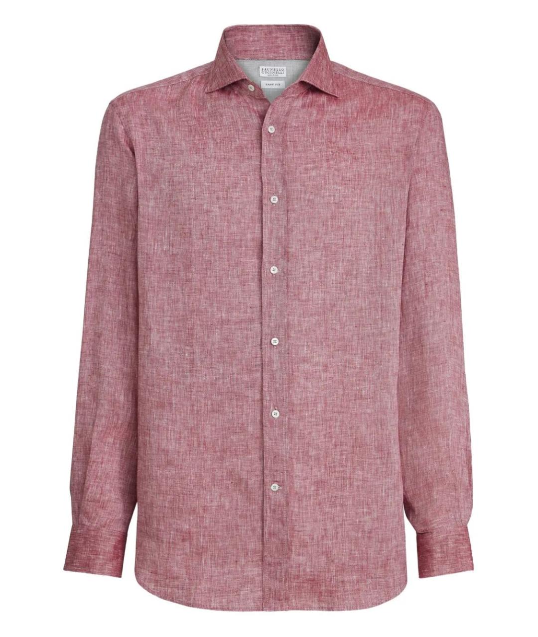 BRUNELLO CUCINELLI Розовая льняная кэжуал рубашка, фото 1