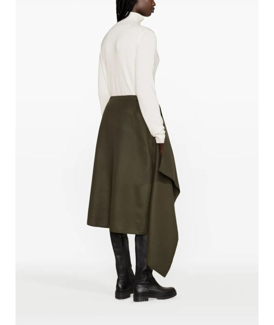 MONCLER Зеленая шерстяная юбка миди, фото 4