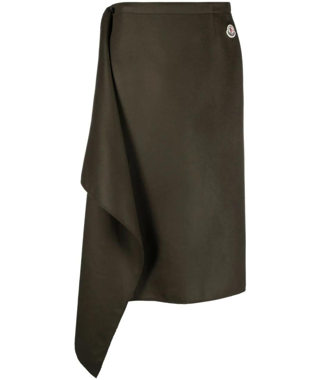 MONCLER Зеленая шерстяная юбка миди, фото 1
