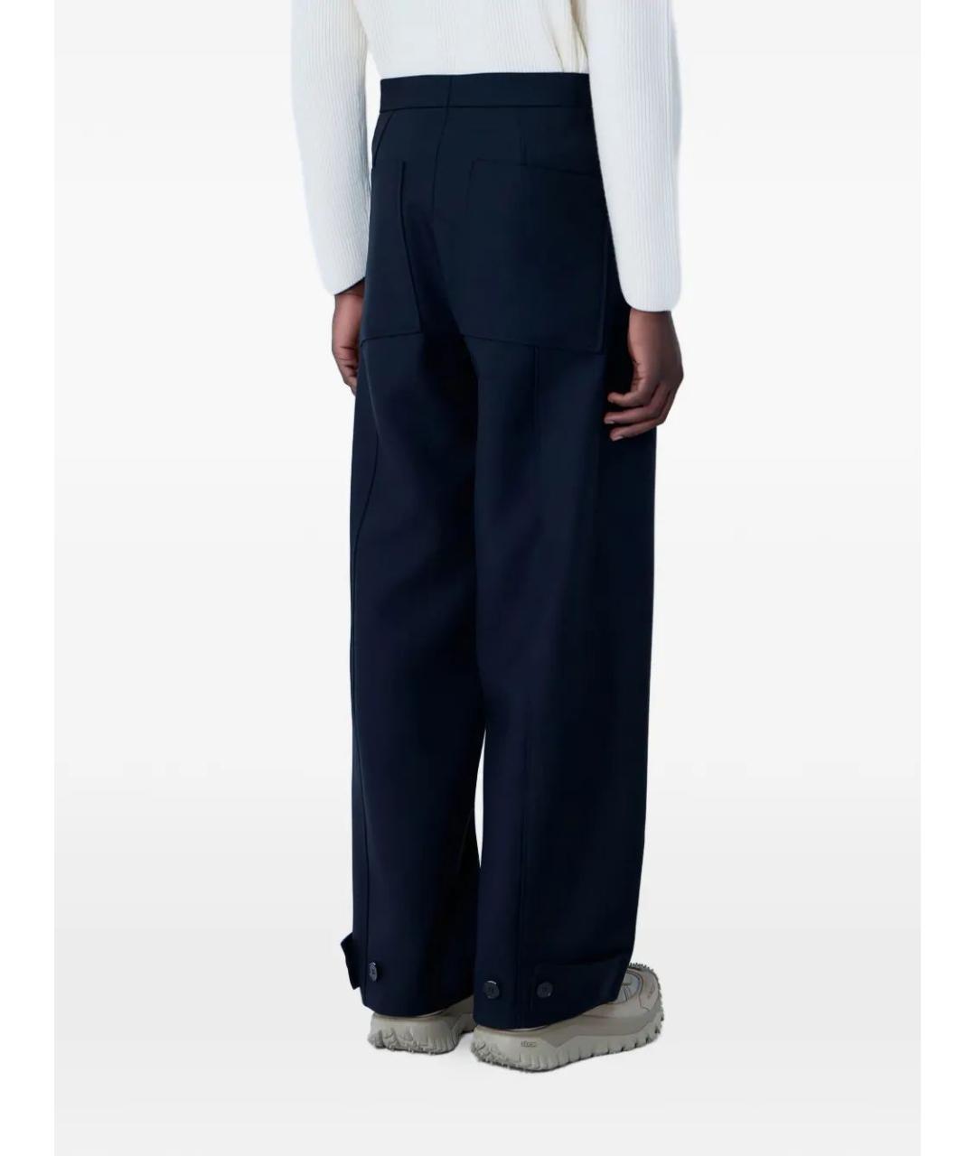 MONCLER Синие шерстяные повседневные брюки, фото 3