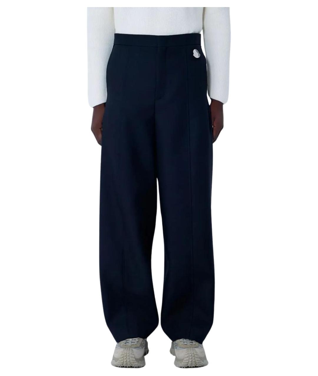 MONCLER Синие шерстяные повседневные брюки, фото 1